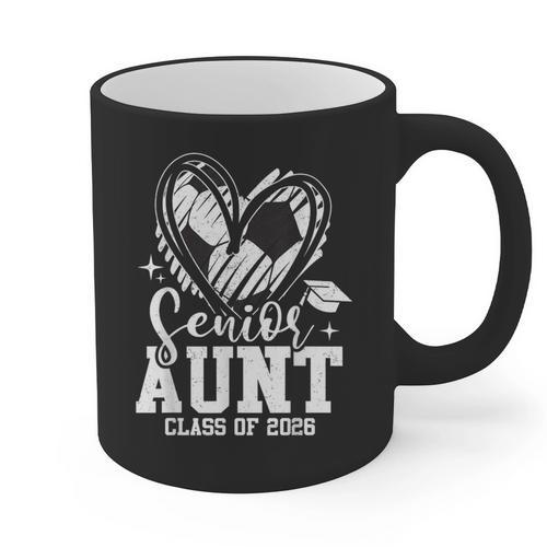 Senior Aunt Class Of 2026 Soccer Graduation Heart Graphic Print Coffee Mug - Best Gift Smart