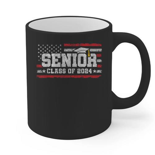 Senior Class 2024 Graduation American Flag Senior 2024 For Women Men Graphic Print Coffee Mug - Best Gift Smart