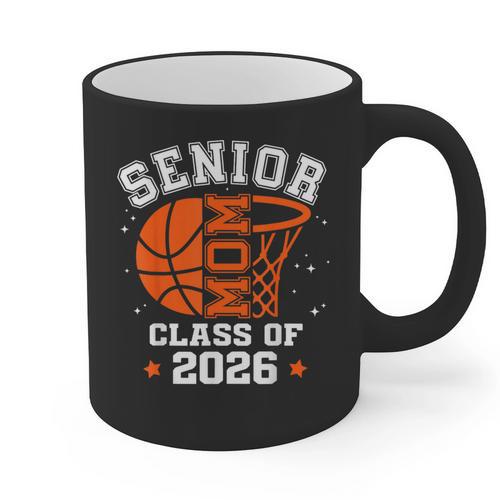 Senior Mom Class Of 2026 Basketball Graduation Graphic Print Coffee Mug - Best Gift Smart
