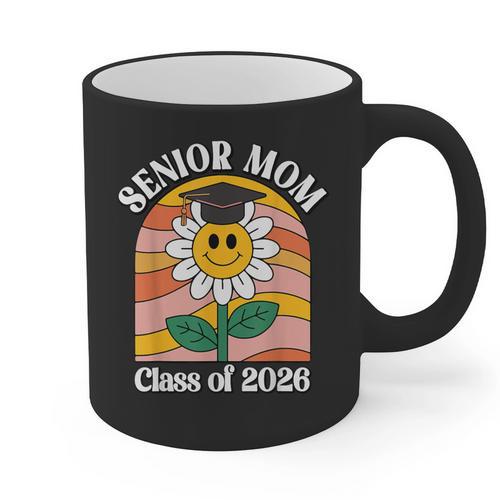 Senior Mom Class Of 2026 Daisy Flower Retro Graduation Graphic Print Coffee Mug - Best Gift Smart
