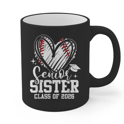 Senior Sister Class Of 2026 Baseball Graduation Heart Graphic Print Coffee Mug - Best Gift Smart