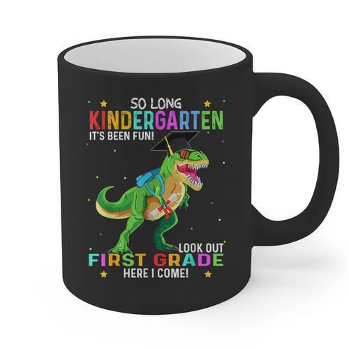 So Long Kindergarten Graduation Class 2025 Dinosaur Kids Graphic Print Coffee Mug - Best Gift Smart