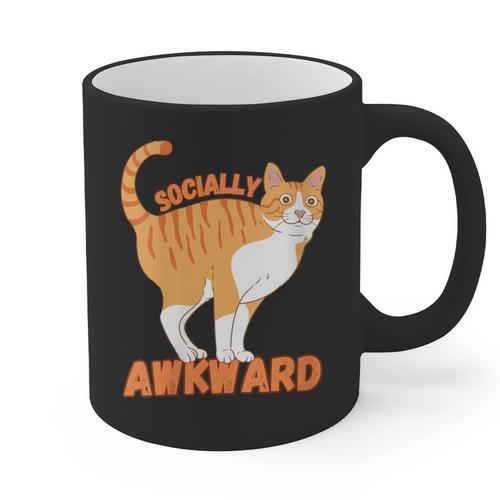 SOCIALLY AWKWARD FUNNY CAT ANTISOCIAL INTROVERT WEIRD Graphic Print Coffee Mug - Raresse