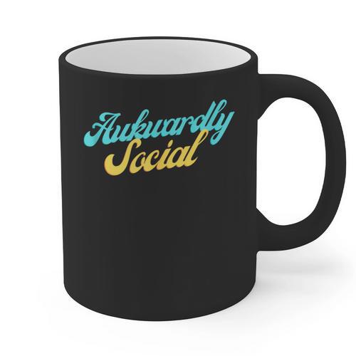 Socially Awkward Introvert Retro Anxious Awkwardly Social Graphic Print Coffee Mug - Raresse