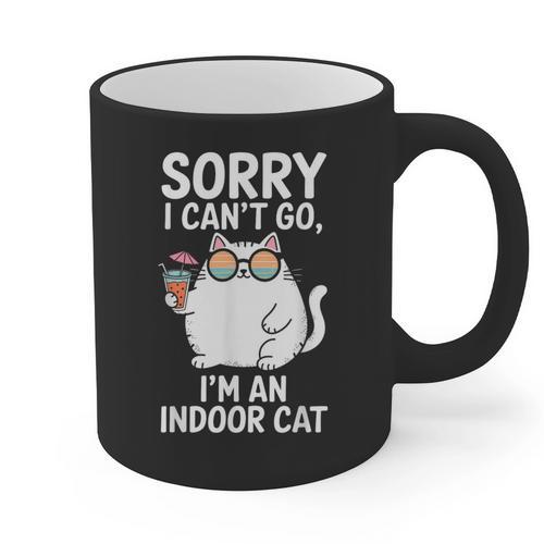 Sorry I Can’t Go I’m An Indoor Cat Introvert Cat Graphic Print Coffee Mug - Raresse