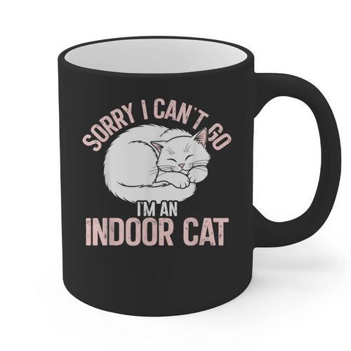 Sorry I Can't Go I'm An Indoor Cat Lazy Humor Introvert Cat Graphic Print Coffee Mug - Raresse