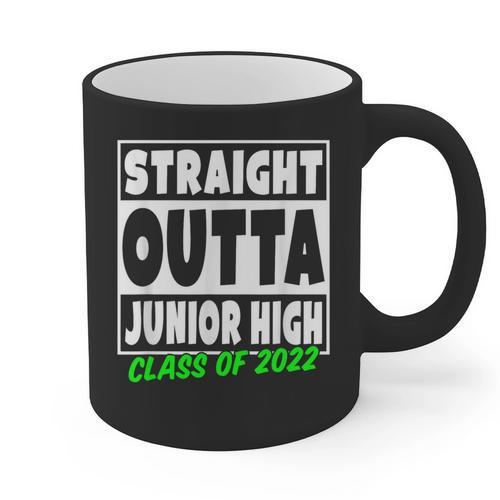 Straight Outta Junior High School Class Of 2022 Graduation Graphic Print Coffee Mug - Best Gift Smart