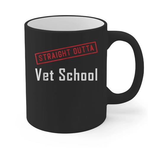 Straight Outta Vet School Graduation Veternarians I Survived Graphic Print Coffee Mug - Best Gift Smart