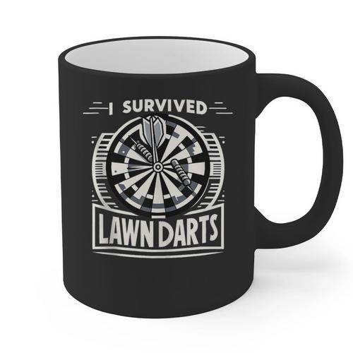 I Survived Lawn Darts Classic Yard Nostalgia Game Fun Graphic Print Coffee Mug - Figerry