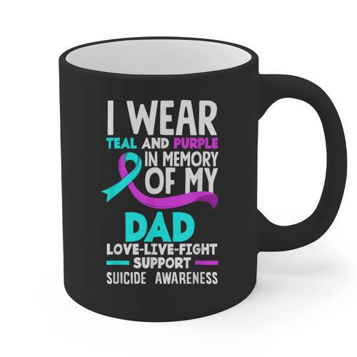 Teal & Purple In Memory Of My Dad Suicide Prevention Graphic Print Coffee Mug - Easessy