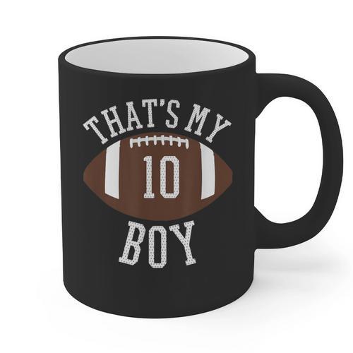 That's My Boy 10 Football Number 10 Jersey Football Mom Dad Graphic Print Coffee Mug - Father's Day Fun