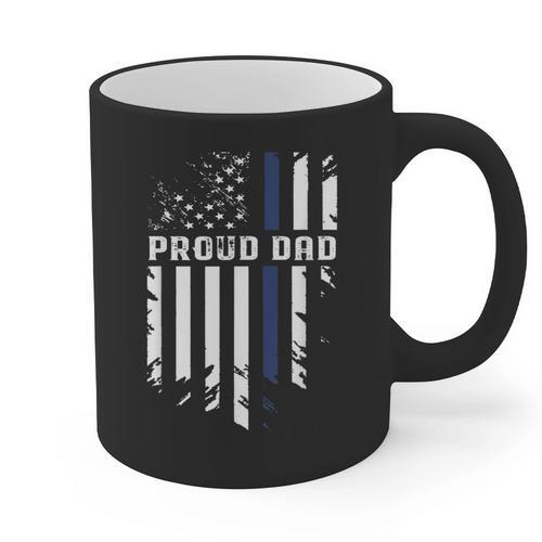 Thin Blue Line Proud Dad Police Family T-Shirt Graphic Print Coffee Mug - Father's Day Fun