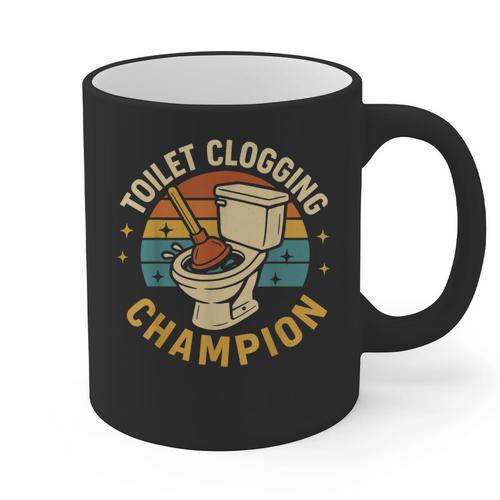 Toilet Clogging Champion Bathroom Humor Dad Jokes Graphic Print Coffee Mug - Father's Day Fun