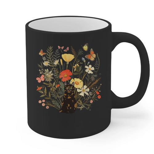 Tortie Cat Owner Flowers Tortie Cat Mom Tortie Cat Dad For Men Women Kids Graphic Print Coffee Mug - Father's Day Fun