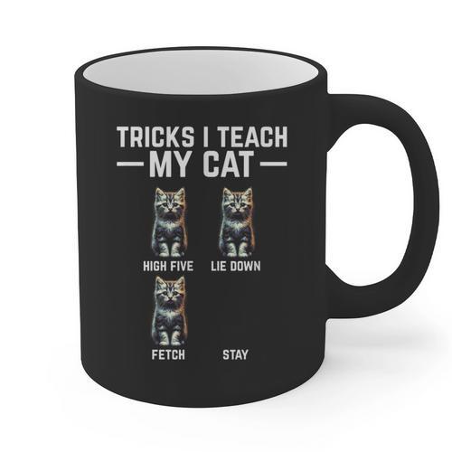 Tricks I Teach My Cat Cat Owner Kitten Dad Mom Kitty Graphic Print Coffee Mug - Father's Day Fun