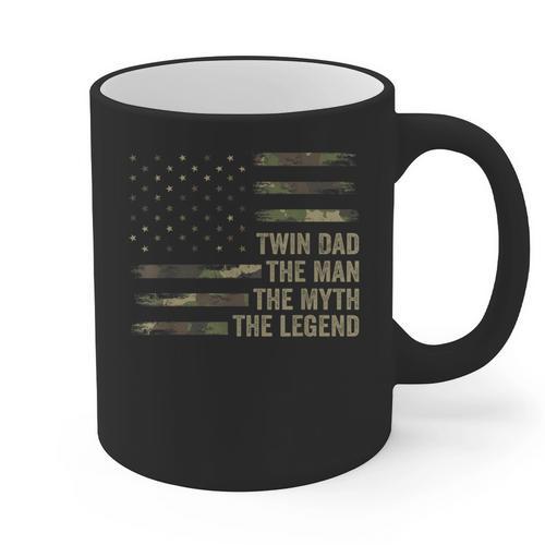 Twin Dad Camo USA Flag Twin Dad The Man The Myth The Legend Graphic Print Coffee Mug - Father's Day Fun