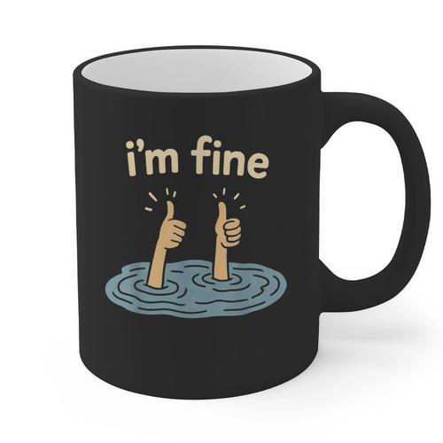 Two Thumbs Up I'm Fine Sarcastic Meme Introvert Humor Graphic Print Coffee Mug - Raresse