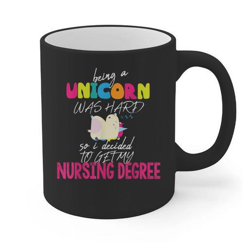 Unicorn Nursing Degree Graduation T-Shirt Registered Nurse Graphic Print Coffee Mug - Best Gift Smart