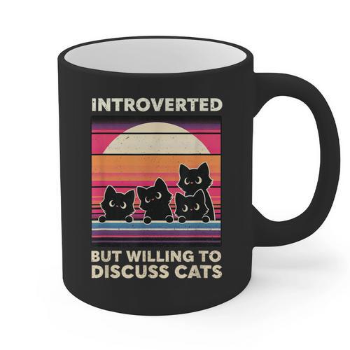 Unique Art For Introverted Cat Fans -Adults Cat Humorous Introvert Small Graphic Print Coffee Mug - Raresse