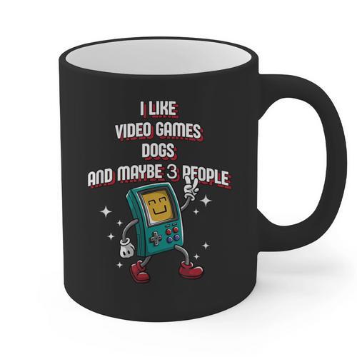 I Like Video Games Dogs And Maybe 3 People Gamer Introvert Graphic Print Coffee Mug - Raresse