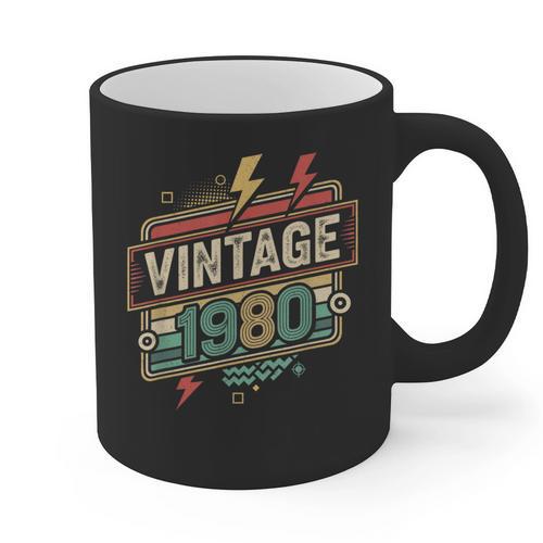 Vintage 1980 Retro Badge Decade Nostalgia Graphic Emblem Graphic Print Coffee Mug - Figerry