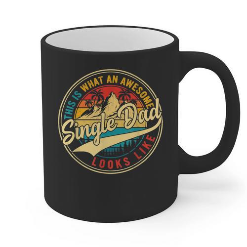 Vintage Awesome Single Dad Retro Fathers Day For Dad Grandpa Graphic Print Coffee Mug - Father's Day Fun