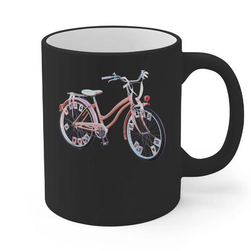 Vintage Bicycle With Playing Cards Nostalgia Graphic Print Coffee Mug - Figerry
