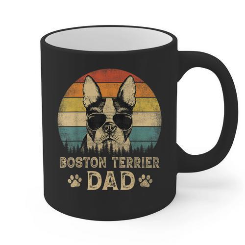 Vintage Boston Terrier Dad Dog Lovers Father's Day Tee Graphic Print Coffee Mug - Father's Day Fun