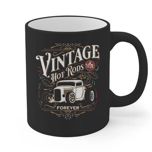 Vintage Hot Rods USA Forever Classic Car Nostalgia Graphic Print Coffee Mug - Figerry