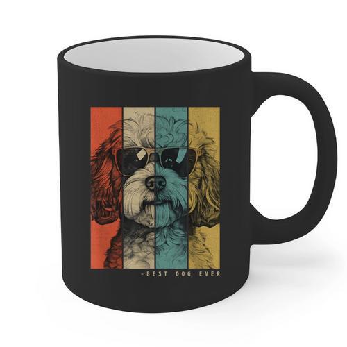 Vintage Maltipoo Dog Mom Dad Kids Men Women Graphic Print Coffee Mug - Father's Day Fun