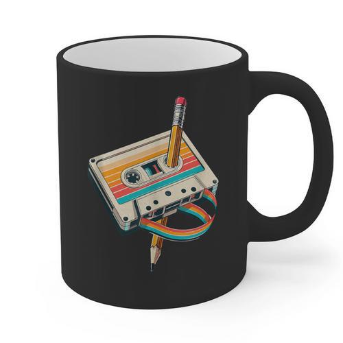 Vintage Pencil Rewind Cassette Tape Nostalgia Party 80s 90s Graphic Print Coffee Mug - Figerry