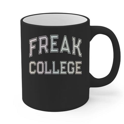 Vintage Sarcastic FREAK COLLEGE Introvert Anti Social Graphic Print Coffee Mug - Raresse