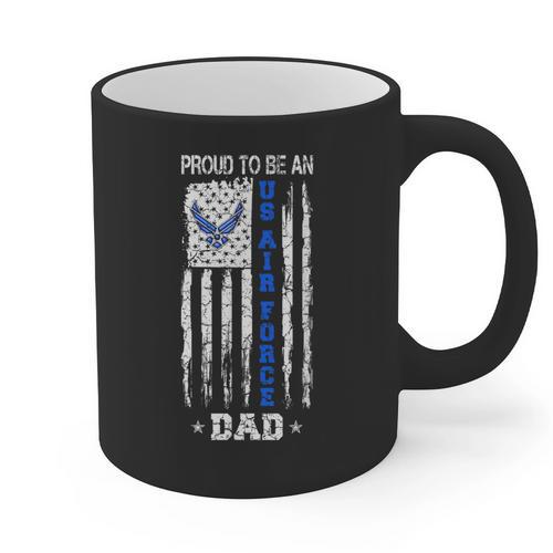 Vintage USA Flag Proud To Be An US Air Force Dad Graphic Print Coffee Mug - Father's Day Fun
