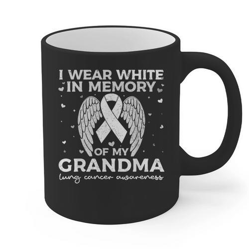 I Wear In Memory Of My Grandma Lung Cancer Awareness Graphic Print Coffee Mug - Easessy