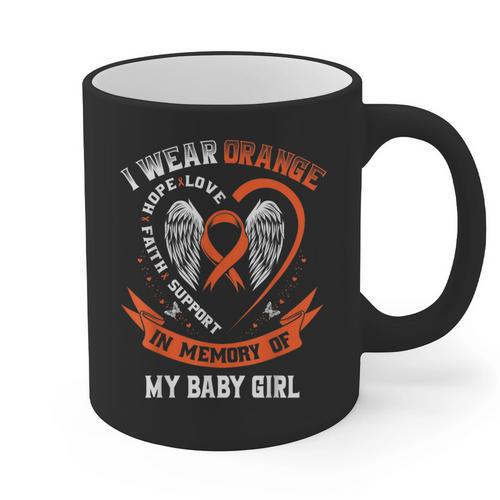 Wear Orange In Memory Of Baby Girl Daughter Leukemia Cancer Graphic Print Coffee Mug - Easessy