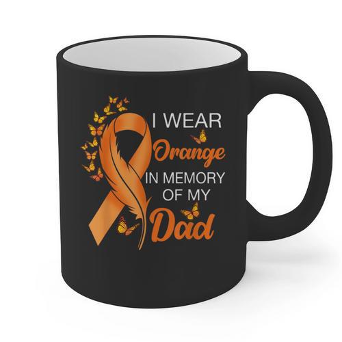 I Wear Orange In Memory Of My Dad Leukemia Awareness Cancer Graphic Print Coffee Mug - Easessy