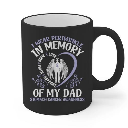 I Wear Periwinkle In Memory My Dad Stomach Cancer Awareness Graphic Print Coffee Mug - Easessy