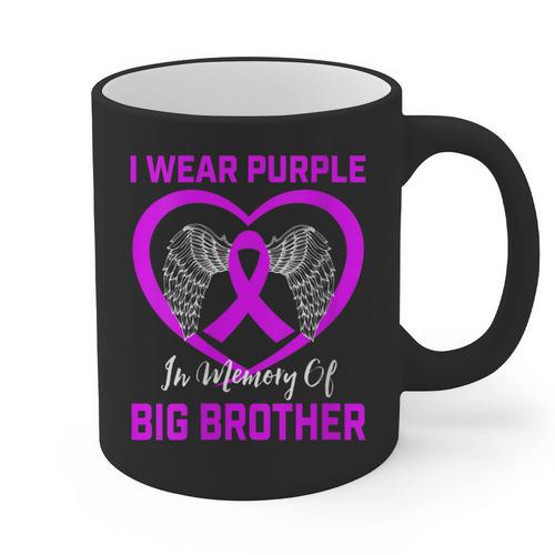 I Wear Purple In Memory Of My Big Brother Alzheimers Graphic Graphic Print Coffee Mug - Easessy