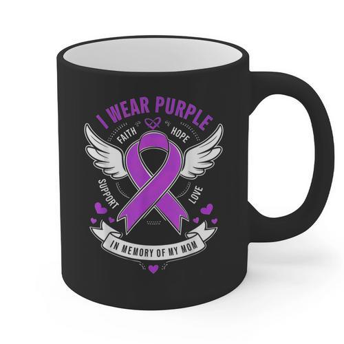 I Wear Purple In Memory Of My Mom Alzheimers Awarenesss Graphic Print Coffee Mug - Easessy
