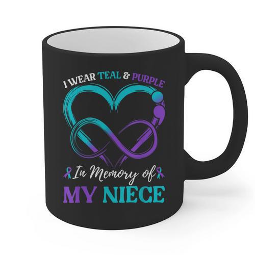 I Wear Teal & Purple In Memory Of My Niece Graphic Print Coffee Mug - Easessy