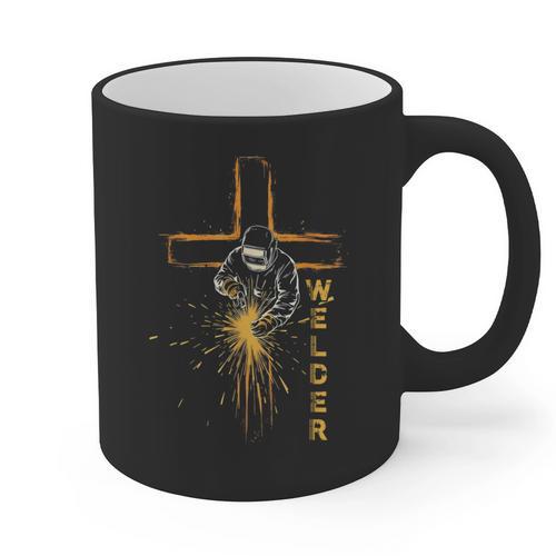 Welder Christian Cross Weld Welding Dad Jesus Lover Graphic Print Coffee Mug - Father's Day Fun