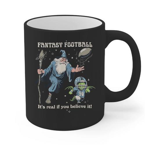 Wizard Dragon Fantasy Football Player Literal Dad Joke Graphic Print Coffee Mug - Father's Day Fun
