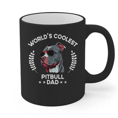World's Coolest Dog Dad Papa Men Pitbull Graphic Print Coffee Mug - Father's Day Fun