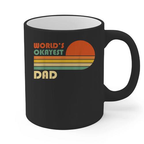 World's Okayest Dad Father Retro Vintage Graphic Print Coffee Mug - Father's Day Fun