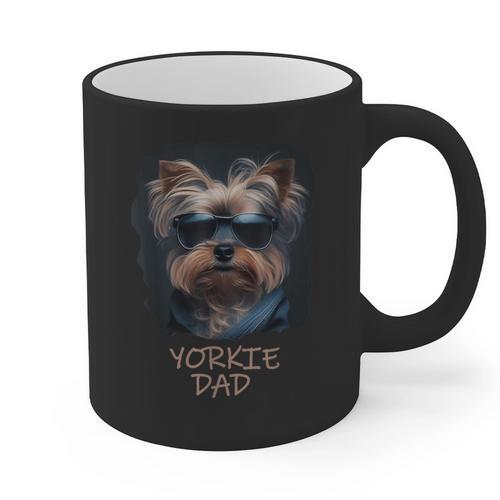 Yorkie Dad Cute Cool Dog In Sunglasses C Graphic Print Coffee Mug - Father's Day Fun