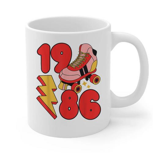 1986 Retro Roller Skate Vintage 80s Nostalgia Collector Graphic Print Coffee Mug - Figerry