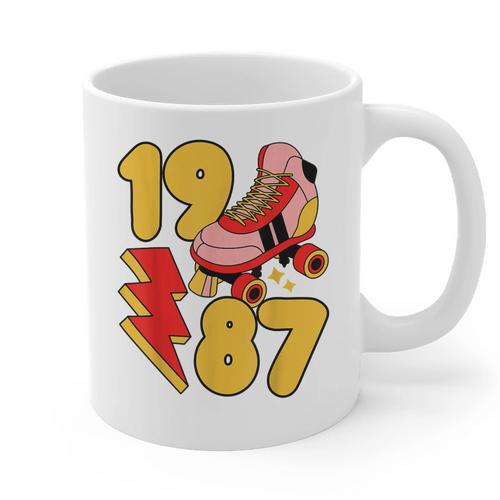 1987 Retro Roller Skate Vintage 80s Nostalgia Collector Graphic Print Coffee Mug - Figerry