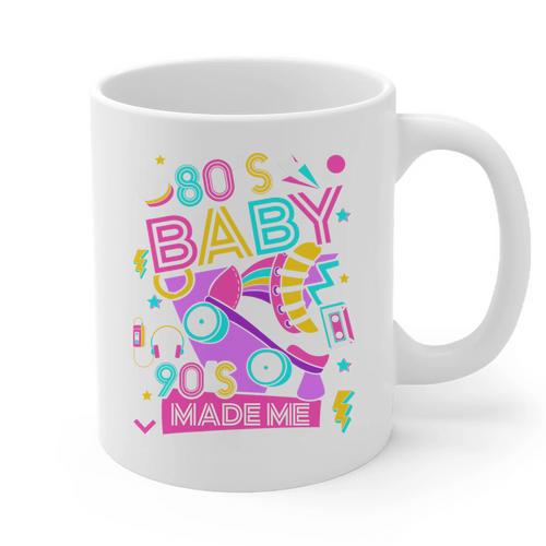 80's Baby 90's Made Me 1980s 1990s Nostalgia Retro Party Premium Tri-Blend Graphic Print Coffee Mug - Figerry