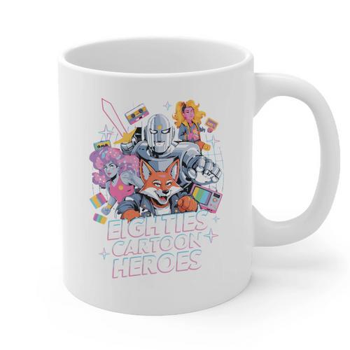 80's Cartoon Heroes Apparel For Retro Nostalgia Fans Graphic Print Coffee Mug - Figerry