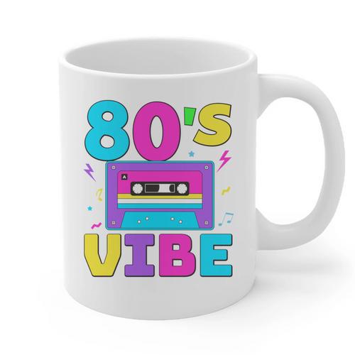 80's Vibe Retro Style Cassette Tape Nostalgia 1980s Party Graphic Print Coffee Mug - Figerry